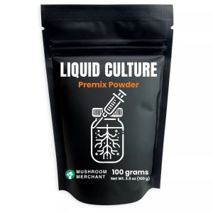 liquid culture premix powder in a black bag
