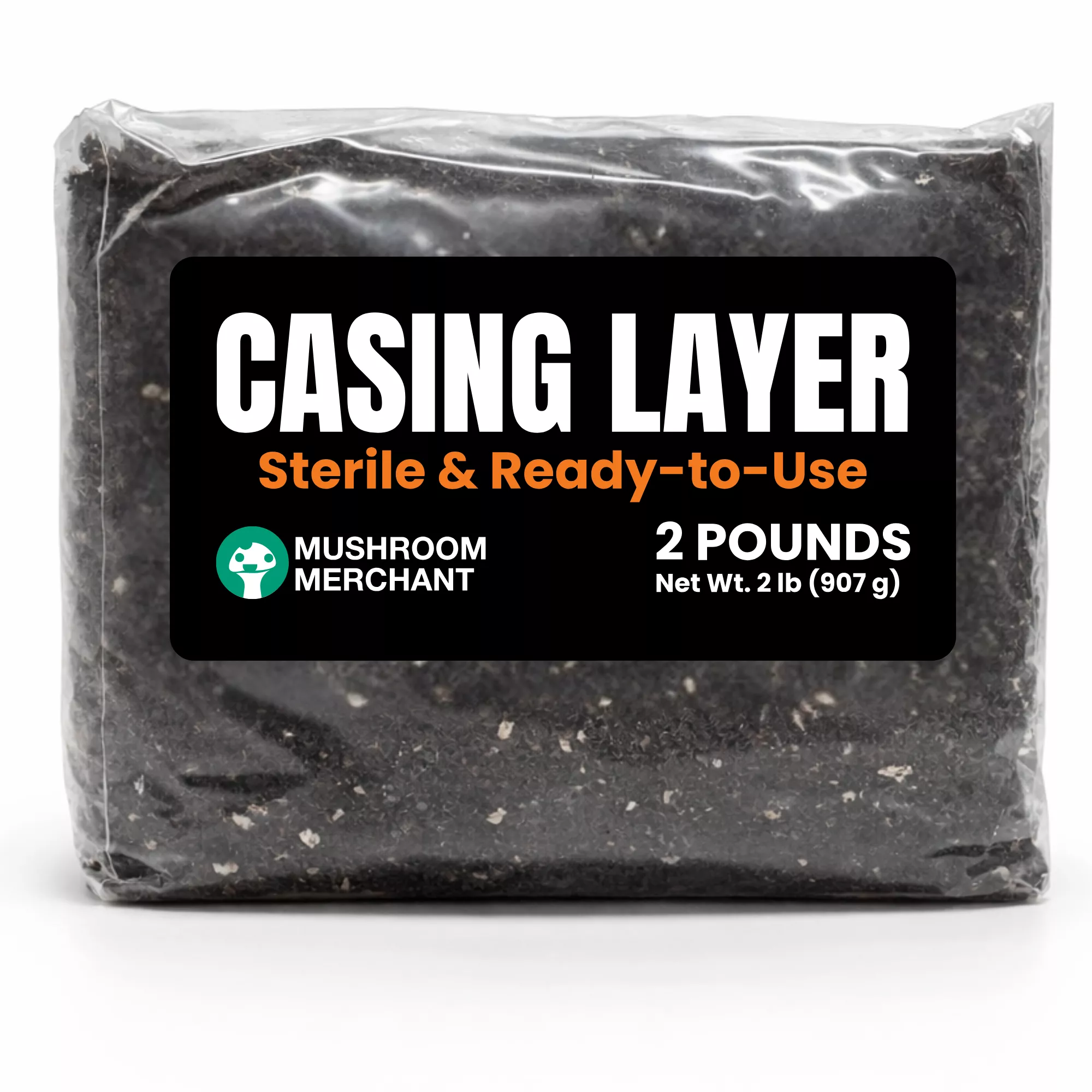 casing layer for growing mushrooms in a clear bag